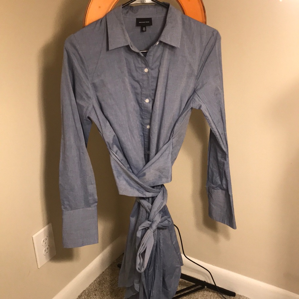 Button up dress with wrap tie